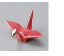 Load image into Gallery viewer, Mino Ware Gold Vine Crane Chopstick Rest, Red
